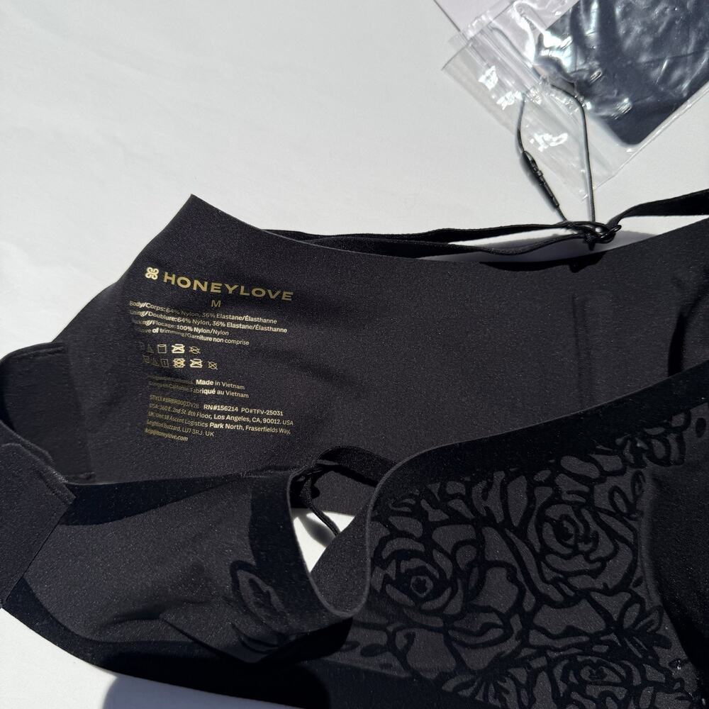Honeylove Silhouette Bra Black Velvet Rose Womens Medium Wireless - Picture 7 of 7